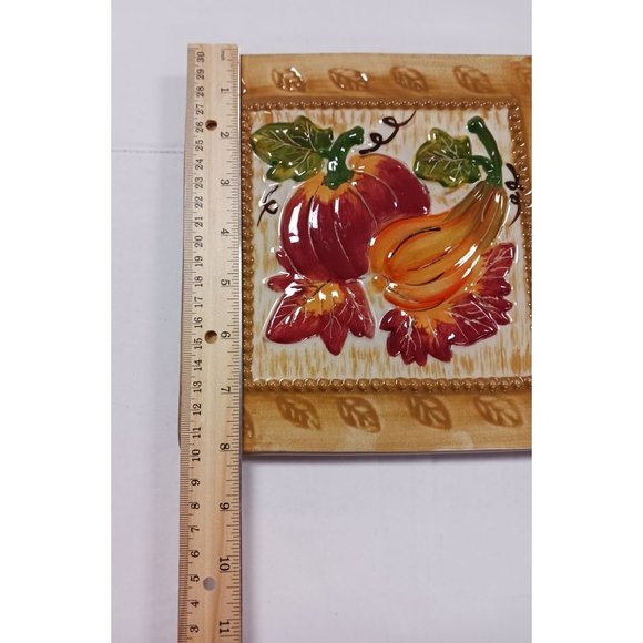 Tile Trivet Vintage Gourds Pumpkin Squash Leaves - Picture 4 of 7